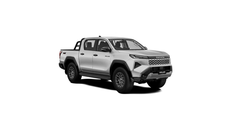 Toyota Hilux front three-quarter view in Platinum Pearl White Metallic