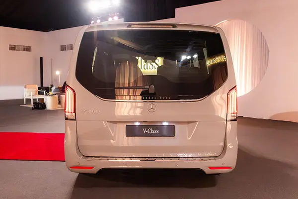 The V-Class features a split-open style tailgate.