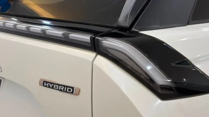 Hybrid badge and connected rear light