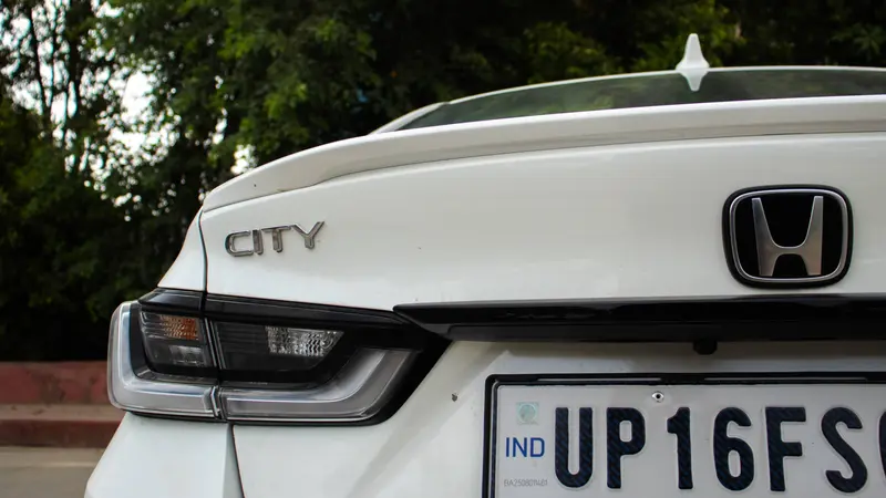 Rear view showing the LED tail lamps and rear bumper