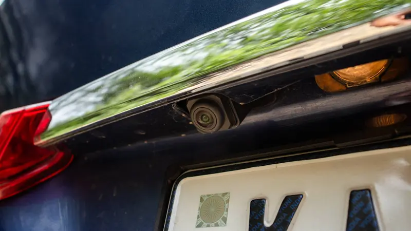 rear parking camera mounted above the number plate