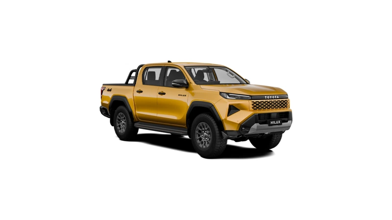 Toyota Hilux front three-quarter view in Sulphur Metallic