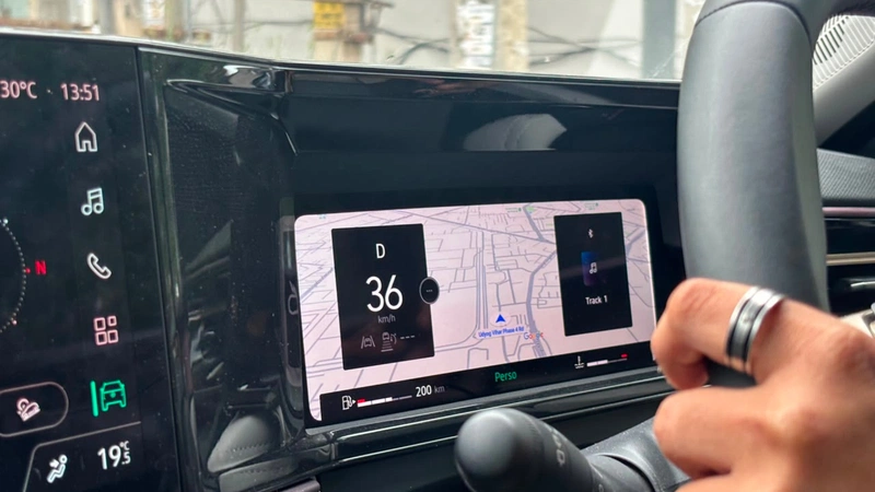 infotainment display with navigation and vehicle information