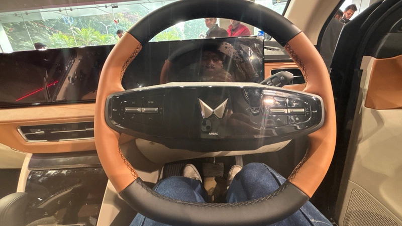 Two spoke steering wheel with integrated controls