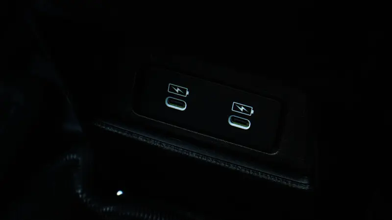 Close-up of the rear USB charging ports