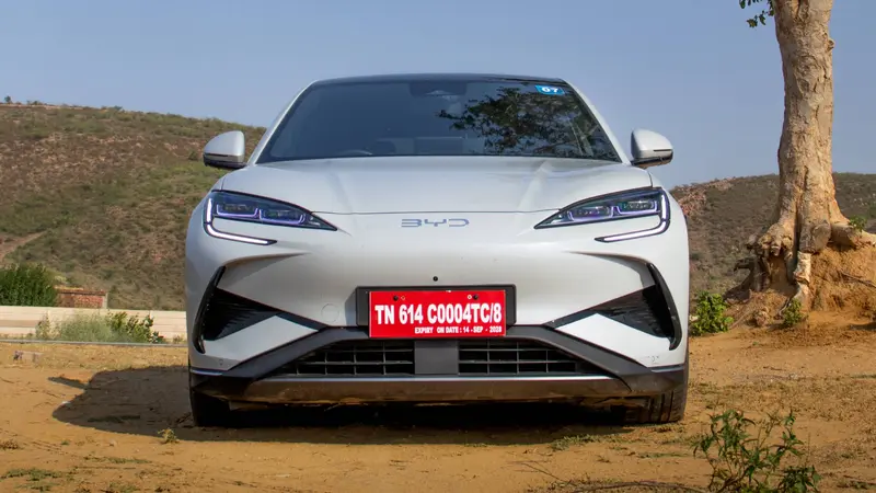 Front view showing LED headlights and LED daytime running lights