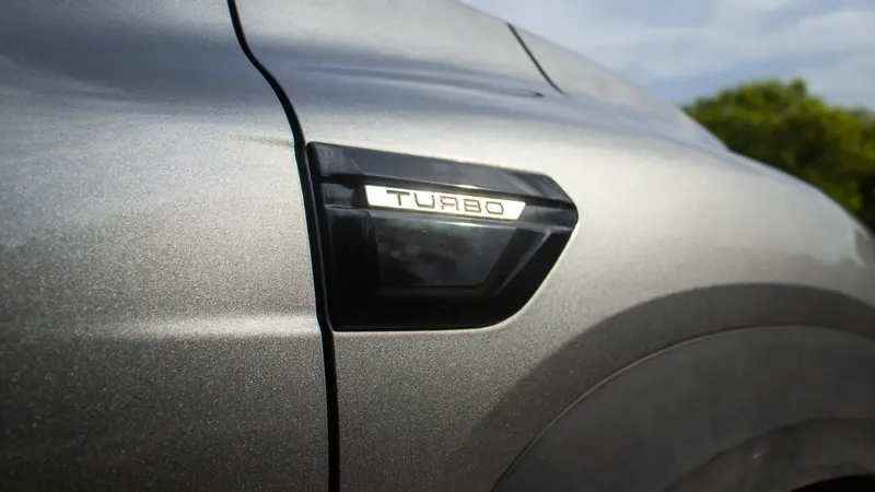 turbo badge on the front fender