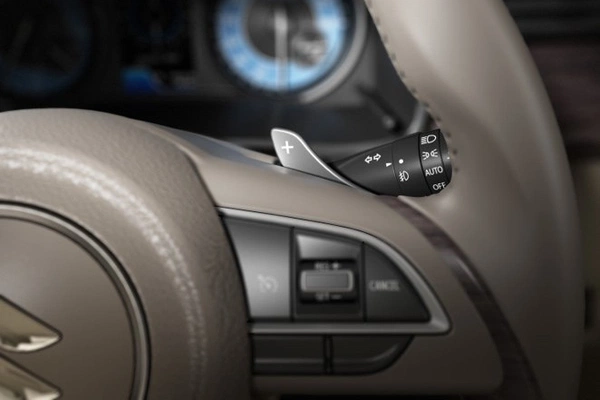 Paddle shifters allow quick manual shifts without taking hands off the wheel.