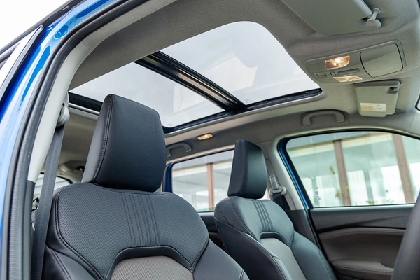 Panoramic sunroof with both panes opening.