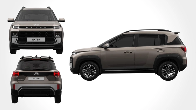 Hyundai Exter Exterior Front, Side & Rear Views
