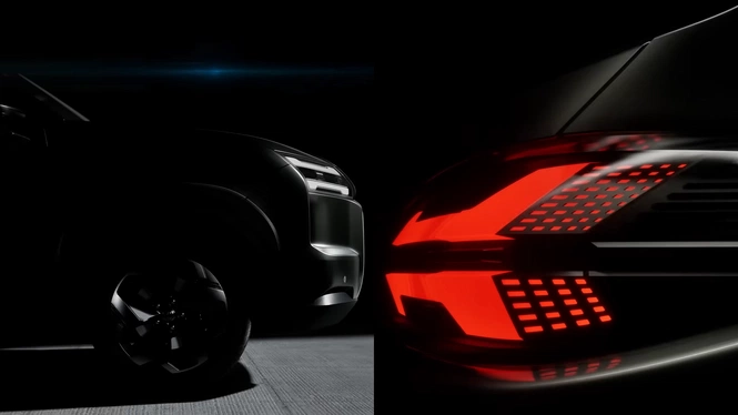 MG Hector Hawk teaser front right side view showcasing the wheel and headlight, along with a taillight view