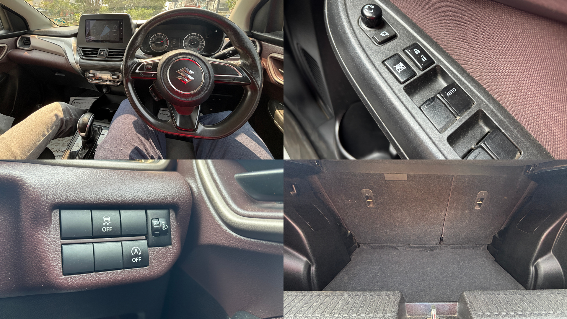 Fronx Interior Cabin: Dashboard; Driver-side Power Door Switches; Light Controls; Rear Boot