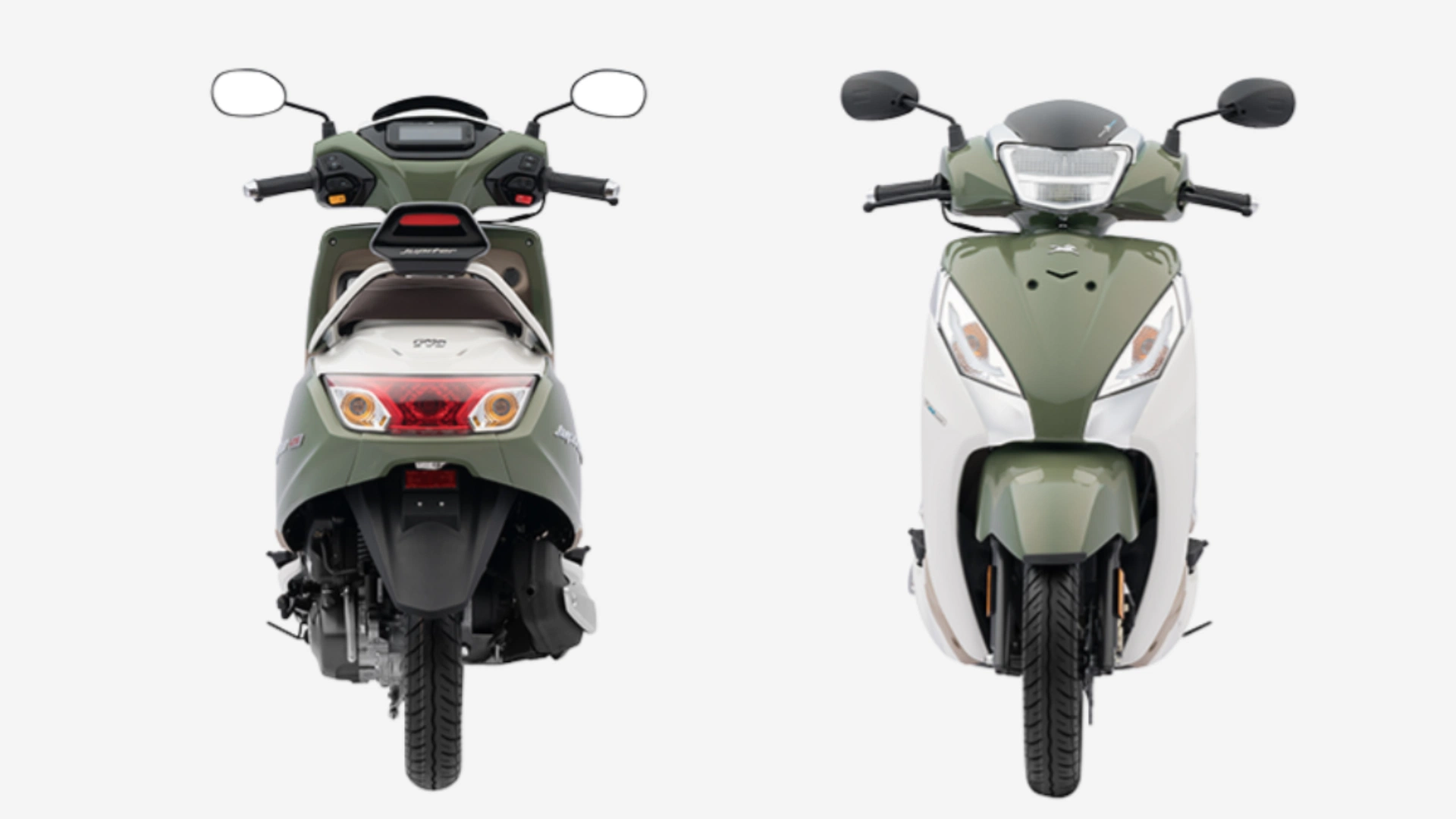 TVS jupiter 125 in ivory green front back view 