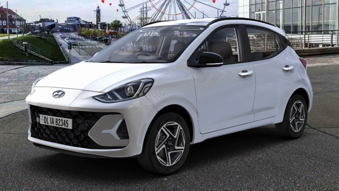 Hyundai Grand i10 NIOS Atlas White With Abyss Black Roof Exterior Front Side View