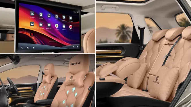 MG Windsor EV Indulge Edition Dashboard and Steering Wheel View Rear Drop Down Screen, Front and Rear Seating View
