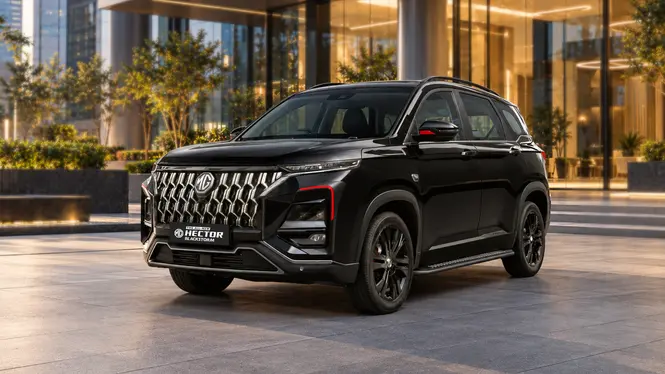 MG Hector Blackstorm Edition Exterior Front Left Three Quarter View