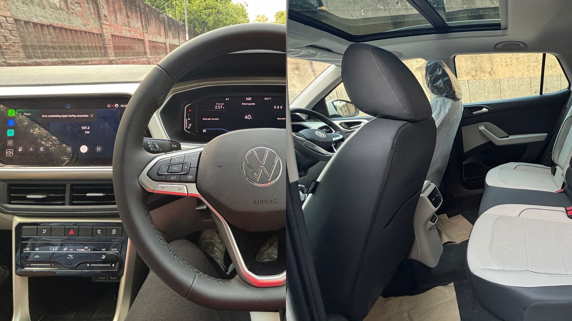 Volkswagen Taigun Interior Dashboard and Steering Wheel View, Rear Seating and Sunroof View