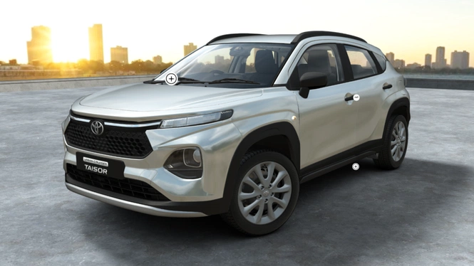 Toyota Urban Cruiser Taisor E Café White Front Side View