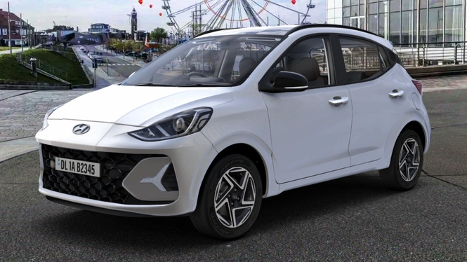 Hyundai Grand i10 NIOS Atlas White Exterior Front Side View
