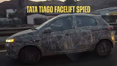 Tata Tiago Facelift Spotted Testing Camouflaged With New Headlamps and LED Taillamps