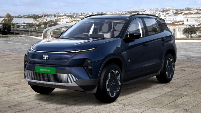 Tata Harrier EV Empowered 75 Nainital Nocturne With Dual Tone Front Side View