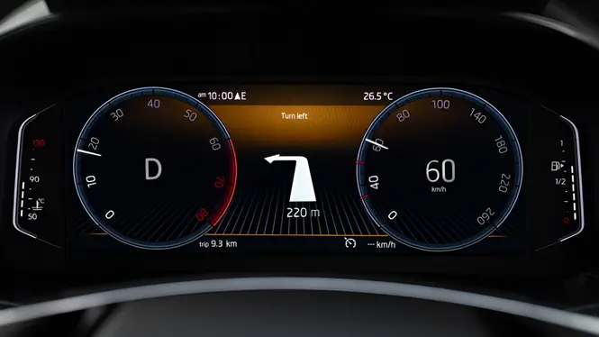 Skoda Slavia facelift New 26.03 cm Virtual Cockpit with turn-by-turn navigation