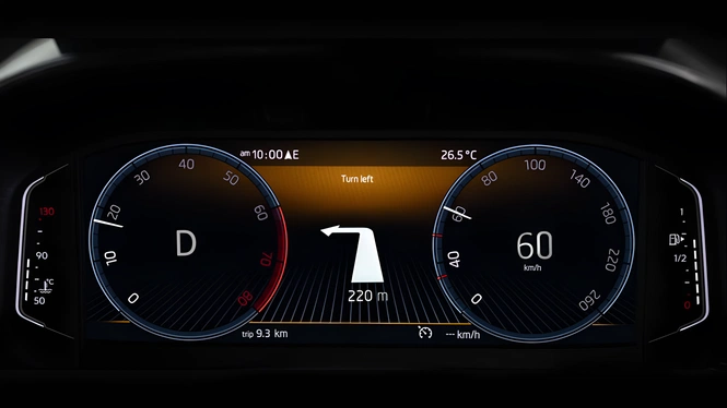 Skoda Slavia facelift New 26.03 cm Virtual Cockpit with turn-by-turn navigation