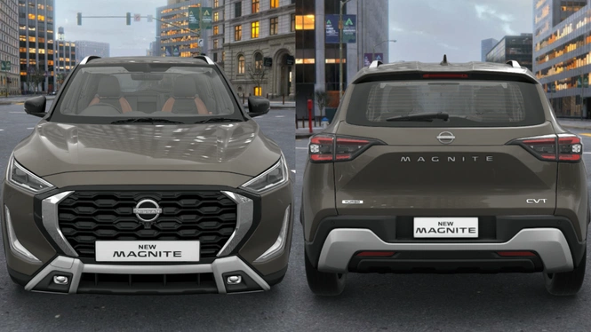 Nissan Magnite New Olive Bronze Colour Option Front & Rear View