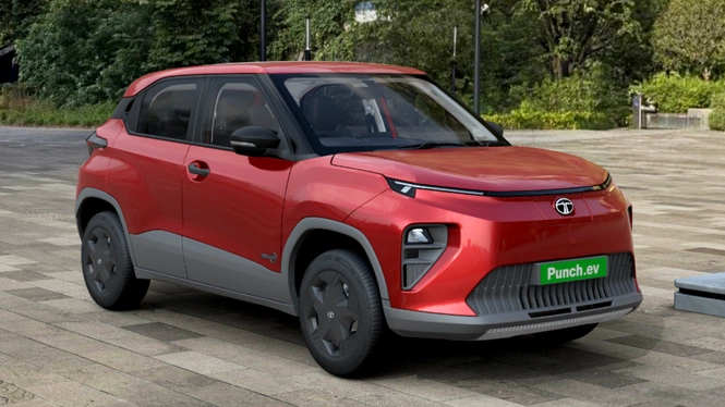 Tata Punch EV Smart+ Bengal Rouge Front Side View