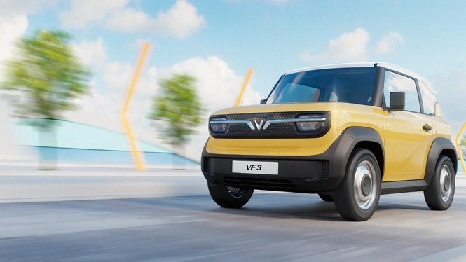 Vinfast VF3 exterior in yellow