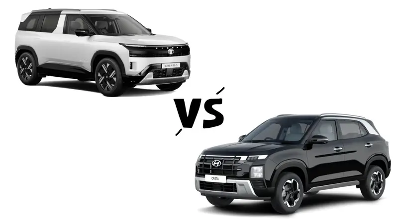 Tata Sierra vs Hyundai Creta - Price, Features, Engine Specifications Compared