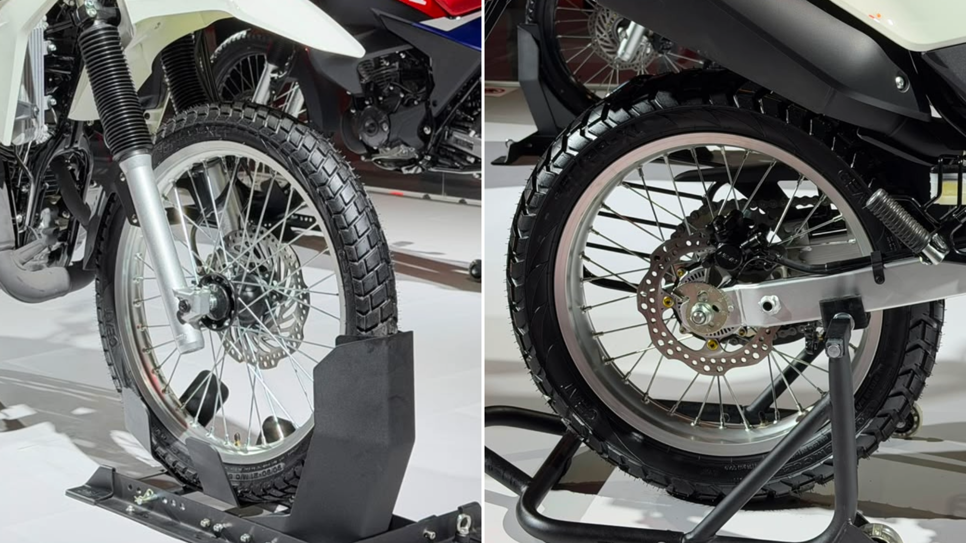 Honda XR300L Front And Rear Wheels Side-by-side Views