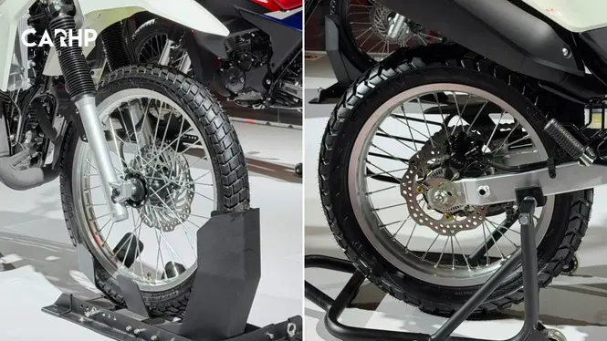 Honda XR300L Front And Rear Wheels Side-by-side Views