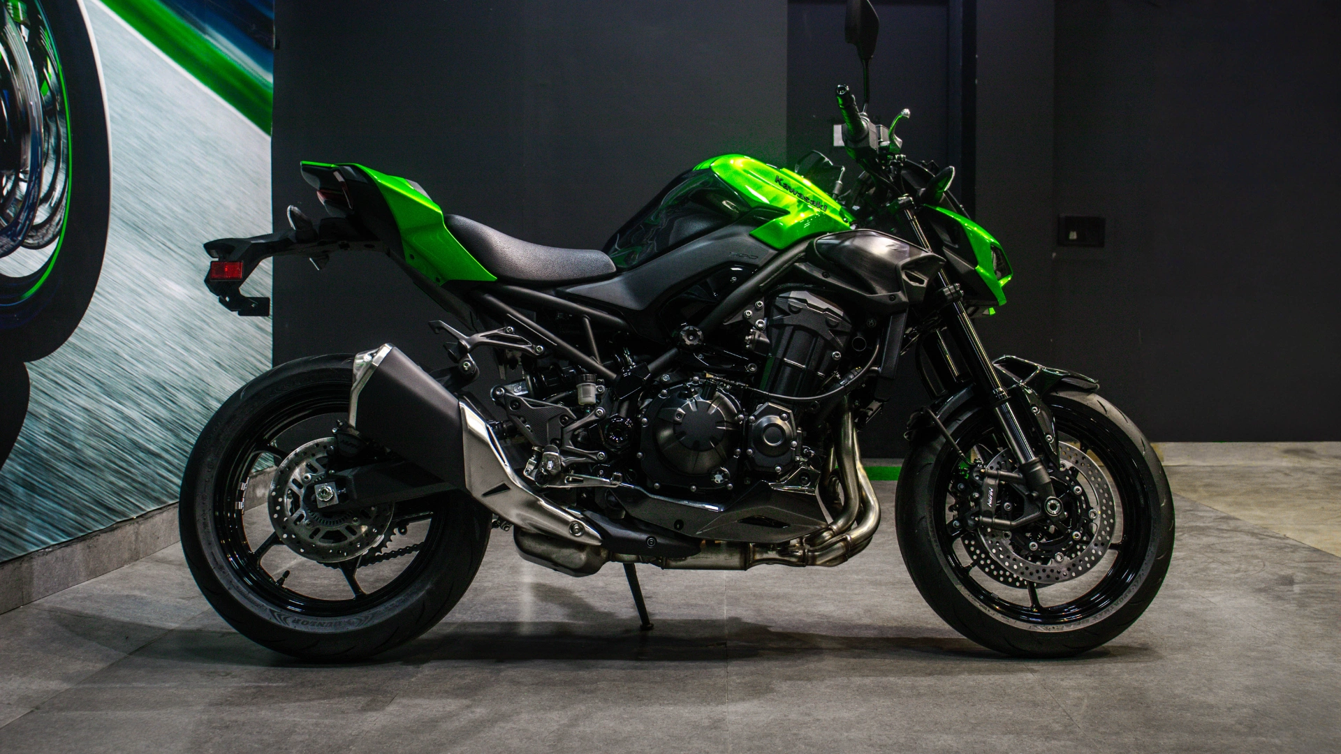 2026 Kawasaki Z900 In Candy Lime Green side View