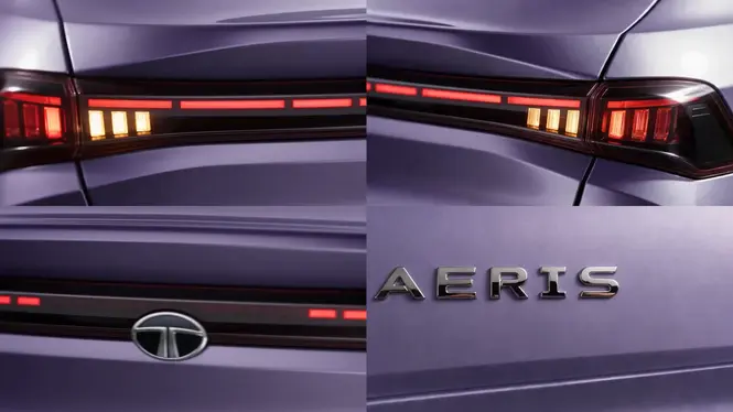 Tata Aeris Exterior Rear View Showing Tail-lights, Tata Logo and Aeris Badging