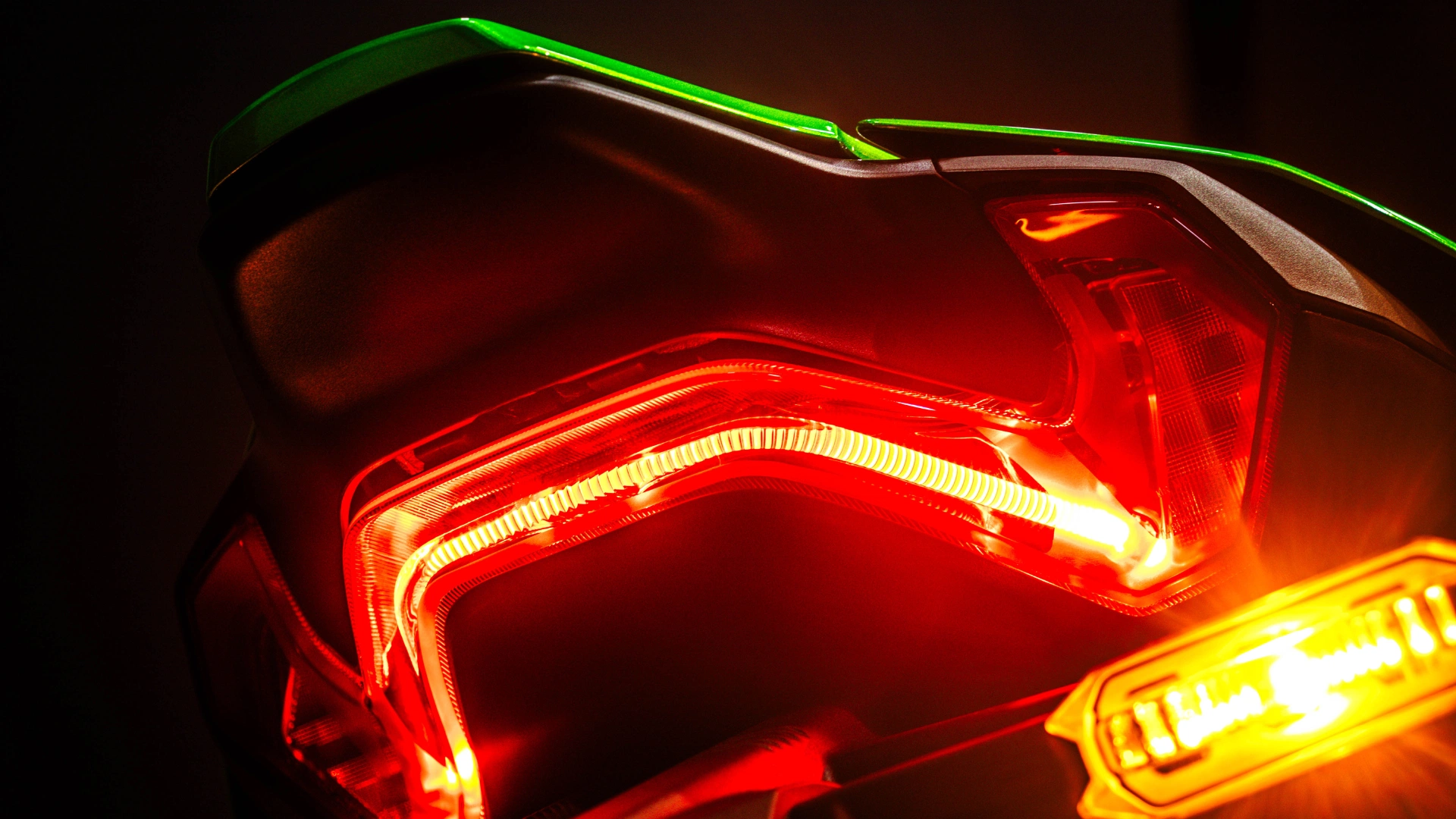 2026 Kawasaki Z900 In Candy Lime Green rear lights