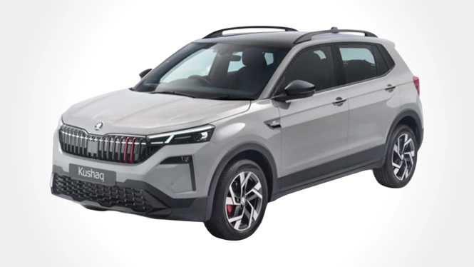 Skoda Kushaq Monte Carlo Steel Grey Front Side View
