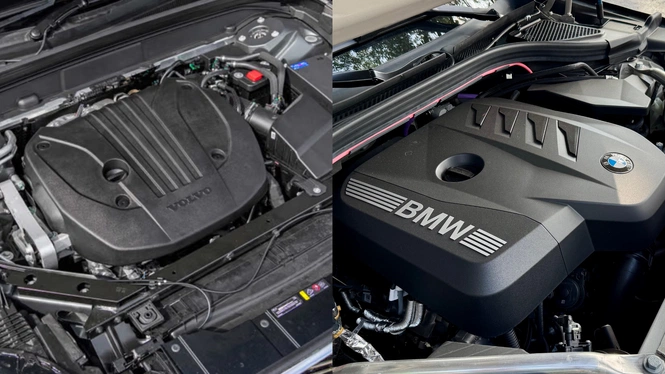 BMW X3 and Volvo XC60 engine bay