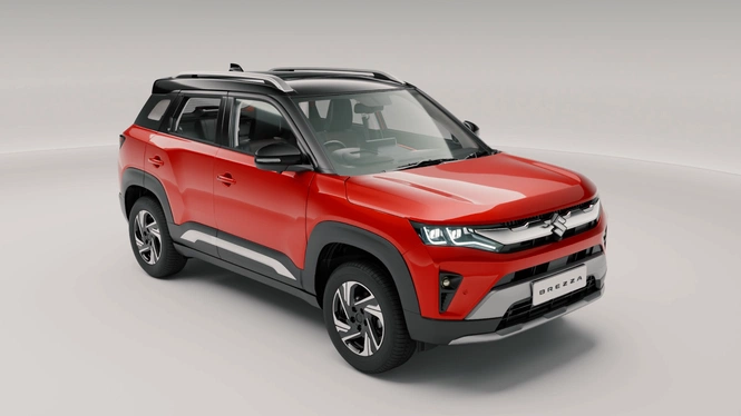 2026 Maruti Suzuki Brezza facelift in red