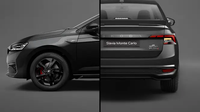 Skoda Slavia facelift New R16 alloy wheels with sporty red brake calipers, and new LED tail lamps and sequential turn indicators