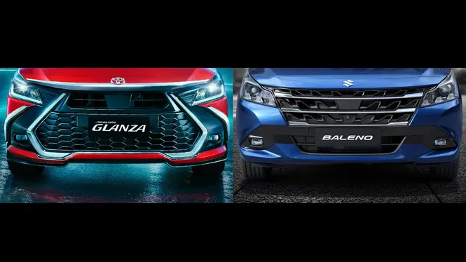 2026 Toyota Glanza and Maruti Suzuki Baleno Facelifts Exterior Front Grille Views