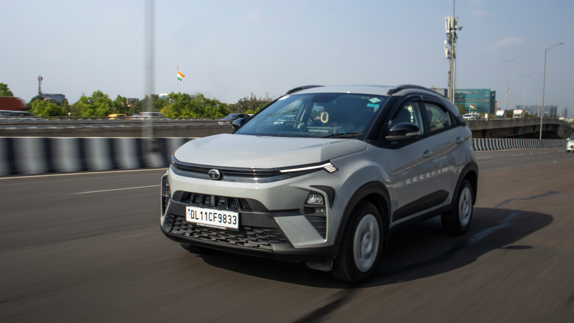 Tata Nexon in Gray Exterior Front Side View
