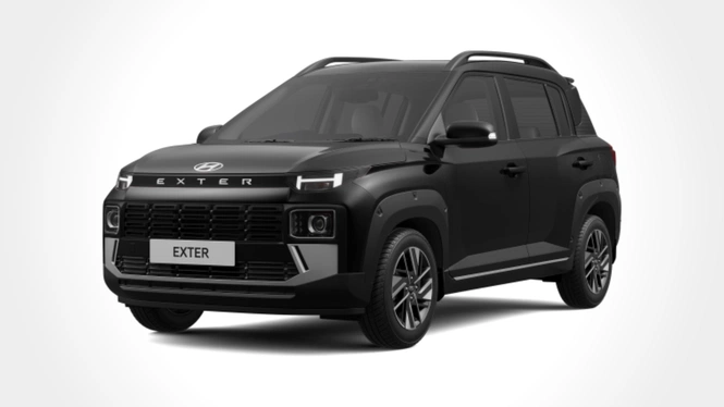Hyundai Exter Titanium Black Exterior Front Side View