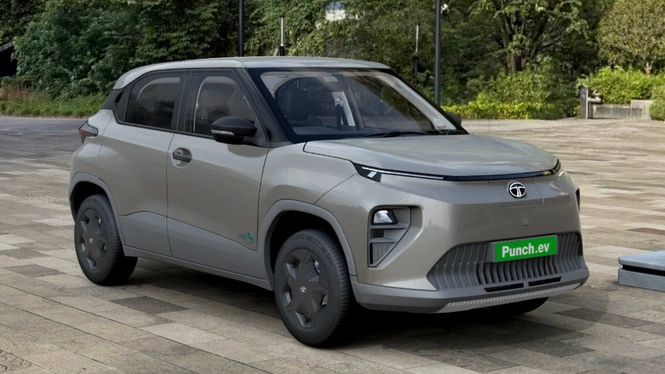 Tata Punch EV Smart Pure Grey Front Side View