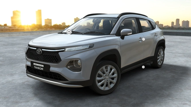Toyota Urban Cruiser Taisor S Enticing SIlver Front Side View