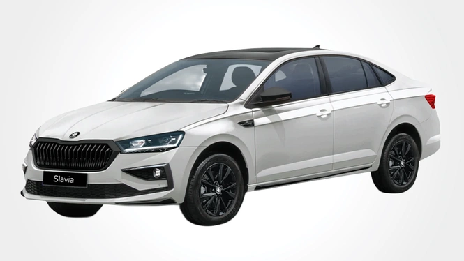 Skoda Slavia Monte Carlo Candy White Front Side View