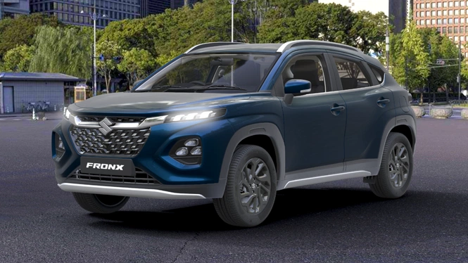 Maruti Suzuki Fronx Zeta NEXA Blue (Celestial) Front Side View