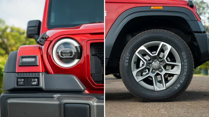 Mahindra Thar OG front headlamp and fog light and 19-inch wheels