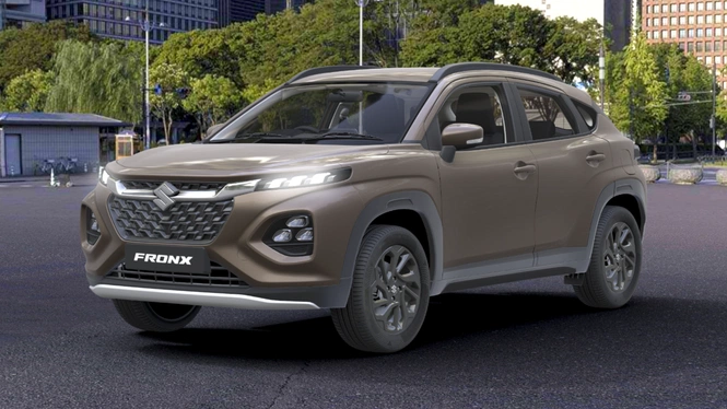 Maruti Suzuki Fronx Delta+ Earthen Brown Front Side View