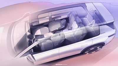Skoda Peaq EV Interior Teased With New Sketches